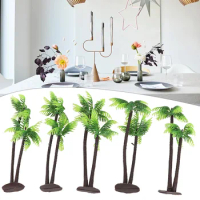 5Pcs Coconut Palm Tree Decor Small Artificial Landscape DIY Decor Bonsai Crafts Miniature Plants For Aquarium Fish Tank Decor