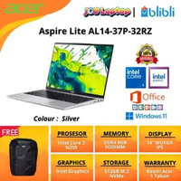 Acer Aspire Lite AL14-37P-32RZ Silver Core 3 N355 Win11 OHS