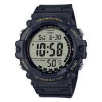 CASIO 電子男錶 橡膠錶帶 加長錶帶 黑 十年電力 防水100米 AE-1500 ( AE-1500WHX-1A )