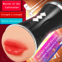 New Male Masturbation Electric Double Head Induction Plane Cup Sex Toy Male Doll Adult Vibrating Pronunciation Sex Toys