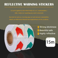 15m x 5cm Car Motorcycle Bicycle Accessories Reflective Warning Tape Self Adhesive Sticker Red/Green White Arrow Printing