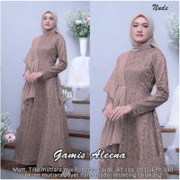 Faisya - Gamis Aleena Dress Brukat Tille Mutiara Gamis Muslim Kondangan Pesta Tille dress Lebaran Te