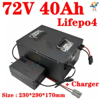 waterproof lithium 72v 40ah lifepo4 battery BMS 24S for 5000w 3500w bicycle bike scooter Forklift vehicle +5A charger