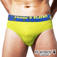 男內褲 PLAYBOY 素色彈力嫘縈沁涼三角褲-單件(綠)