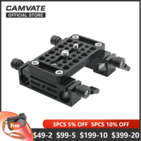 CAMVATE Camera 15mm Baseplate Cheese Plate With Double 15mm LWS Rod Holder For DSLR Camera Cage Shoulder Mount 15mm Rod Support