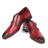 Single Monk Strap Shoes Retro Style Belt Buckle Men's Leather Shoes Hand-Painted Genuine Leather Luxurious Business Casual Shoes