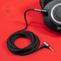 Cool Black Nylon Audio Cable For Audio Technica ATH M50x, ATH M40x , ATH M70x , ATH M60X Headphones 3.5mm Plugs