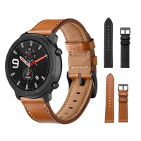 22mm Genuine Leather Watch Band For Xiaomi Amazfit GTR 47mm Pace Replacement Wrist Strap For Huami Amazfit Stratos 2 2S 3 Zepp Z