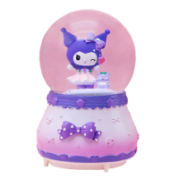 Creative Purple Kuromi Crystal Ball Music Box Resin Kuromi Glowing Snow Rotating Music Box Boutique