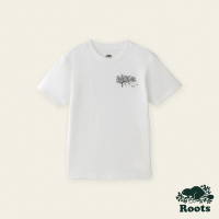 【Roots】Roots大童-繽紛花卉系列 刺繡花草寬版短袖T恤(白色)