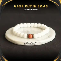 Gelang Natural Batu Giok Putih Salju Alam Akik Etnik Pria Wanita Cowok Cewek Unik ASLI Original 100%