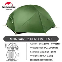 TENDA MONGAR 2 ULTRALIGHT (210T) NATUREHIKE NH17T007-M/NH19M002-J NAVY