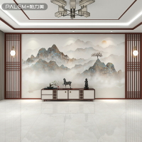 帕力美新中式意境山水墻布現代輕奢客廳沙發電視裝飾床頭背景壁紙