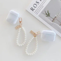 INS Cute Pearl Bracelet keychain Headphones Case For Apple AirPods1 2 3 Pro Bluetooth Earphone Case Clear TPU Soft Headset Cover