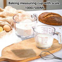 Versatile Heat-Resistant Glass Measuring Cup with Handle - 500ml/1000ml Scaled Liquid Container for 