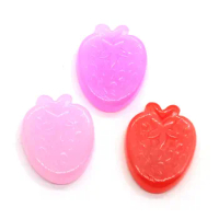 Jelly Pink Red Color Cute Resin Fruit Strawberry Flatback Cabochon For Phone Deco Scrapbooking DIY