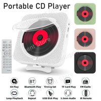 Portable CD Player Bluetooth Speaker Stereo FM Radio CD Players LED Screen Wall Mounted Music Player With 3.5mm Headphones Jack