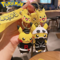 Pokemon key chain Pikachu Rocket Team cos ninja doll Kawaii children's toys boy birthday gift Japanese anime peripherals