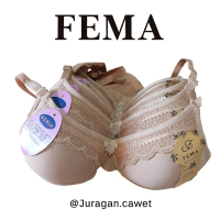 Fema Bra Import Tipis Dewasa Model 6630 Tanpa Kawat Renda Embose Cup A No 34-40 Kait 2 Super Soft Ad