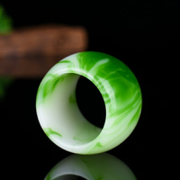 玉鐲A貨半綠翡翠色男款玉石玉器玉扳指玉手鐲半綠色戒指