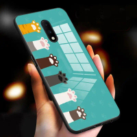 เคสสำหรับ Oneplus 7 7 Pro/7T Pro/7T ลูกแมว คลื่น กันกระแทก เคลือบเงา กระจกนิรภัย ฝาหลัง