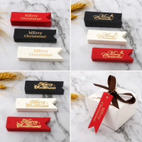 Merry Christmas Gift Tags Bronzing Gold Candy Cookie es Hang Tag Xmas Party Packaging DIY Supplies Navidad Noel 7x2cm 50pcs