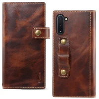 4 Colors For Samsung Galaxy Note10+ Genuine Leather Case Galaxy Note10 Note 10 Plus Note 10+ Magnetic Rope Finger Holder Retro