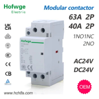 HCH8s-63 DC Contactor 2P 40A 63A 2NO 1NO1NC AC24V DC24V Automatic Householdr Contactor Din Rail Type