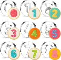 9PCS Number Cookie Cutters Set Birthday Numbers 0-8(6 Reverses to 9) Stainless Steel Cookie Cutters 