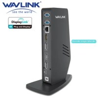Wavlink Universal Laptop Docking Station USB-C Displaylink 4K Ultra HD Multiple-Display Gigabit Ethernet 5K HDMI/Displayport