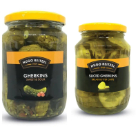 HUGO REITZEL Acar Gherkins (Gherkins Utuh 680gm / Keripik Roti dan Mentega 520gm)