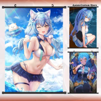 Game VTuber Hololive Yukihana Lamy HD Wall Scroll Roll Painting Poster Game Hang Poster Home Decor Collection Cosplay Art Gift
