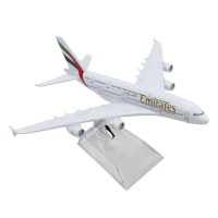 โมเดลเครื่องบินล้อแม็ก 16 ซม. เครื่องประดับโมเดลเครื่องบินผู้โดยสารจำลอง Emirates A380-800