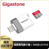 【Gigastone 立達】i-FlashDrive MicroSD 蘋果專用讀卡機 CR-8600(支援iPhone14/獨家贈送64GB記憶卡)