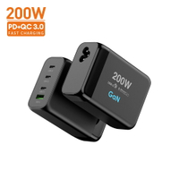 氮化鎵200W充電器 Gan筆記本電腦充電頭USB C手機快充電源適配器【Snowbelle優選】