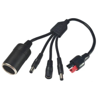 45A Pulg to Car Cigarette Lighter 4 to1 Multi-Function Adapter Cable with Male DC5521 Female DC5525 for Portable Power Station