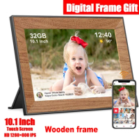 Frameo Smart WiFi Digital Photo Frame 10.1Inch Wooden Frame HD IPS Touch Screen Digital Picture Frame 32GB For Mother's Day Gift