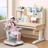 Solid Wood Children's Study Table Household Desk and Chair Set Primary School Student Desk Lifting Table Writing Tables