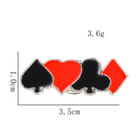 Lovely Playing Card Love Heart Spade Plum Blossom Flower Metal Enamel Brooch Board Games Jewelry Crafts Armband Badge Pins Decor