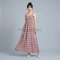 Mozza Dress Motif Bunga Maxi Dress Wanita Korean Style Smock Dress Rayon Adem