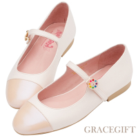 【Grace Gift】小魔女DoReMi聯名-見習生轉換器圓頭低跟瑪莉珍鞋 粉