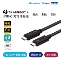 【Kamera】Thunderbolt 4 線 公對公 Passive-0.8M 高速傳輸線(USB-C 40Gb/s 雷電4/Pasidal)