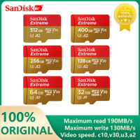 SanDisk Extreme Memory Card 32GB 64GB 128GB High Speed 256GB 512GB 1TB Micro SD Card U3 UHS-I Flash 4K V30 TF Card For DJI drone