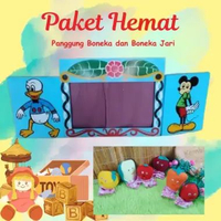 PG-JARI PAKET HEMAT SET PANGGUNG BONEKA MEJA DAN BONEKA JARI BUAH BUAHAN PANGGUNG BONEKA