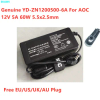 Genuine YD-ZN1200500-6A 12V 5A 60W 5.5x2.5mm ADPC1260AB AC Adapter For 12V 4.16A 4A PHILIPS AOC Monitor Power Supply Charger
