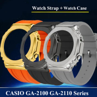 Rubber Silicone Watchband GA-2100 GA-2110 Modified Strap For Casio G-SHOCK GA2100 GM2110 Series Strap+Case Accessories