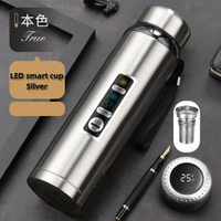 【日本代購】600-1500ml 316不鏽鋼保溫瓶LED溫度顯示保溫瓶帶茶水分離過濾防漏杯