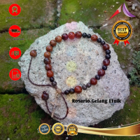 Rosario Gelang Ibadat Kokka Salip Etnik Warna Hitam Coklat Ukuran 8mm Cocok Untuk Pria Wanita Hadiah
