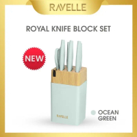 RAVELLE Pisau Dapur Anti Lengket 7 in 1 Set - Royal Block Knife Set