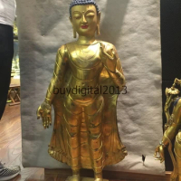 45 Tibet Buddhism Temple Bronze Gold Stand Shakyamuni Sakyamuni Buddha statue